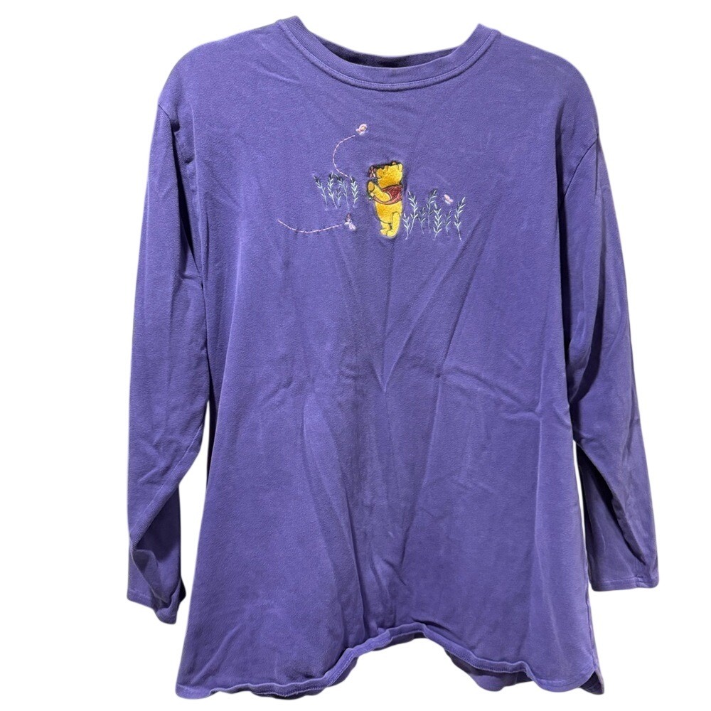 Vintage 90s Winnie the Pooh Purple Disney Embroidery XL Heavy Weight shirt women